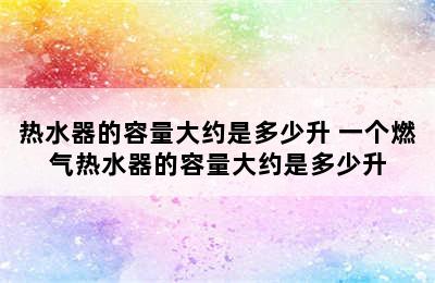 热水器的容量大约是多少升 一个燃气热水器的容量大约是多少升